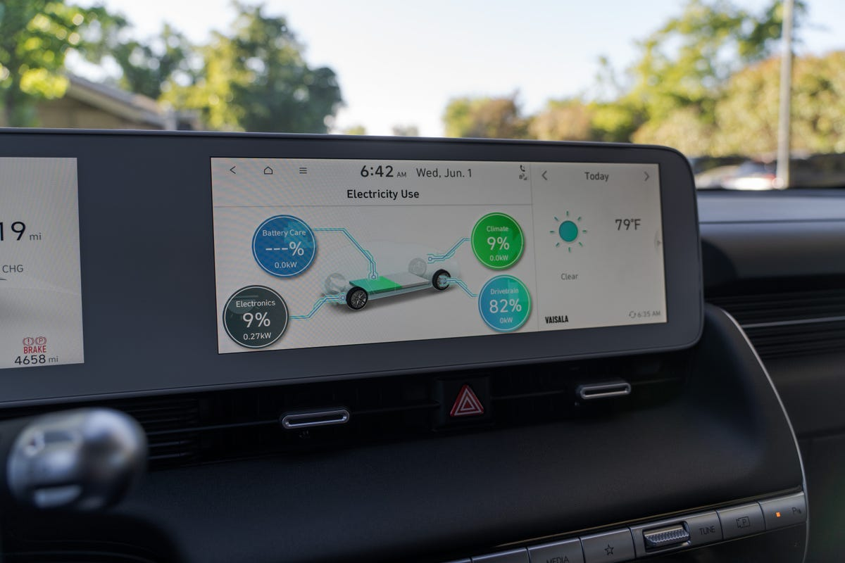 EV dashboard showing a lot information.