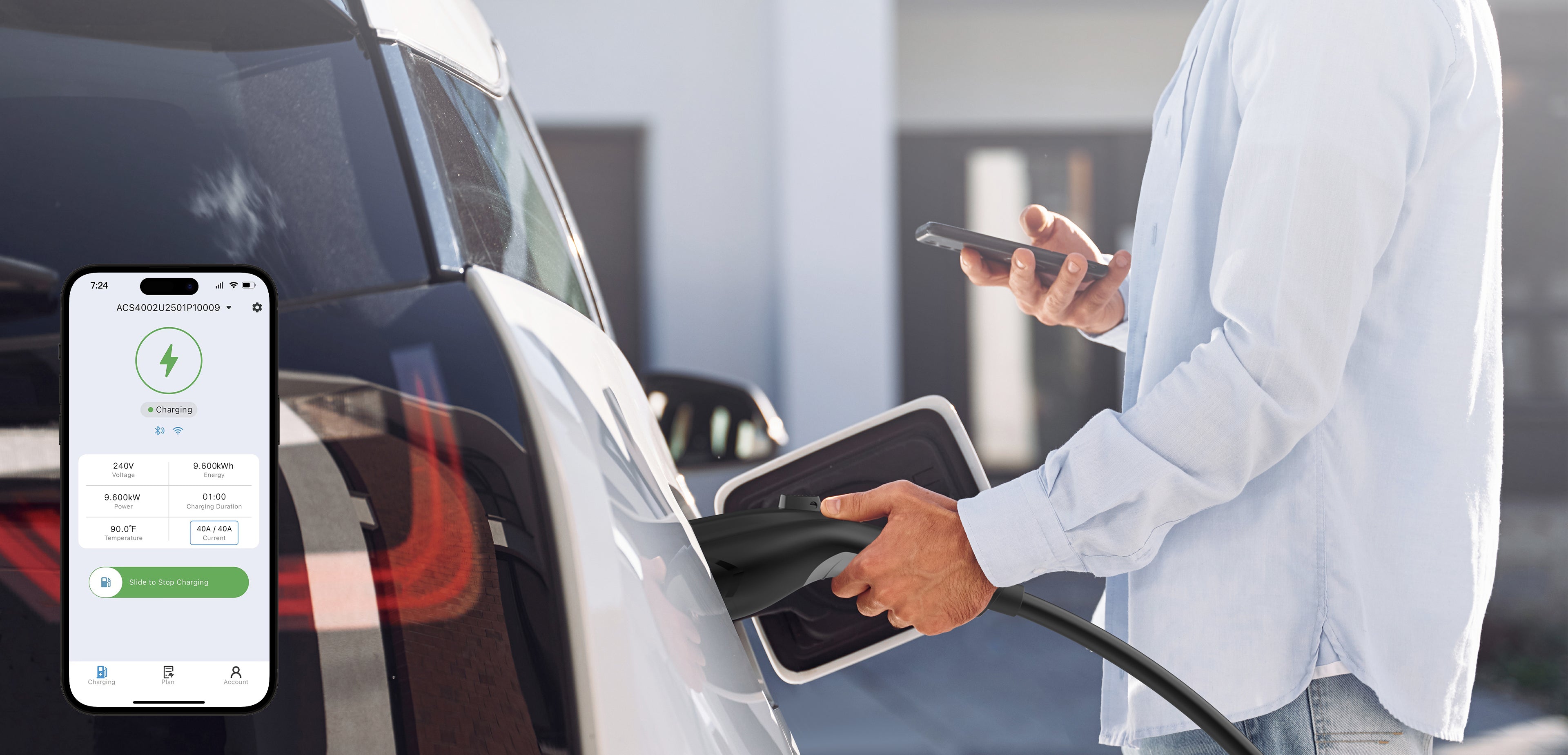 EVDANCE Flux Level 2 NEMA 14-50 Plug 40 Portalble / Home EV Charger with APP Control