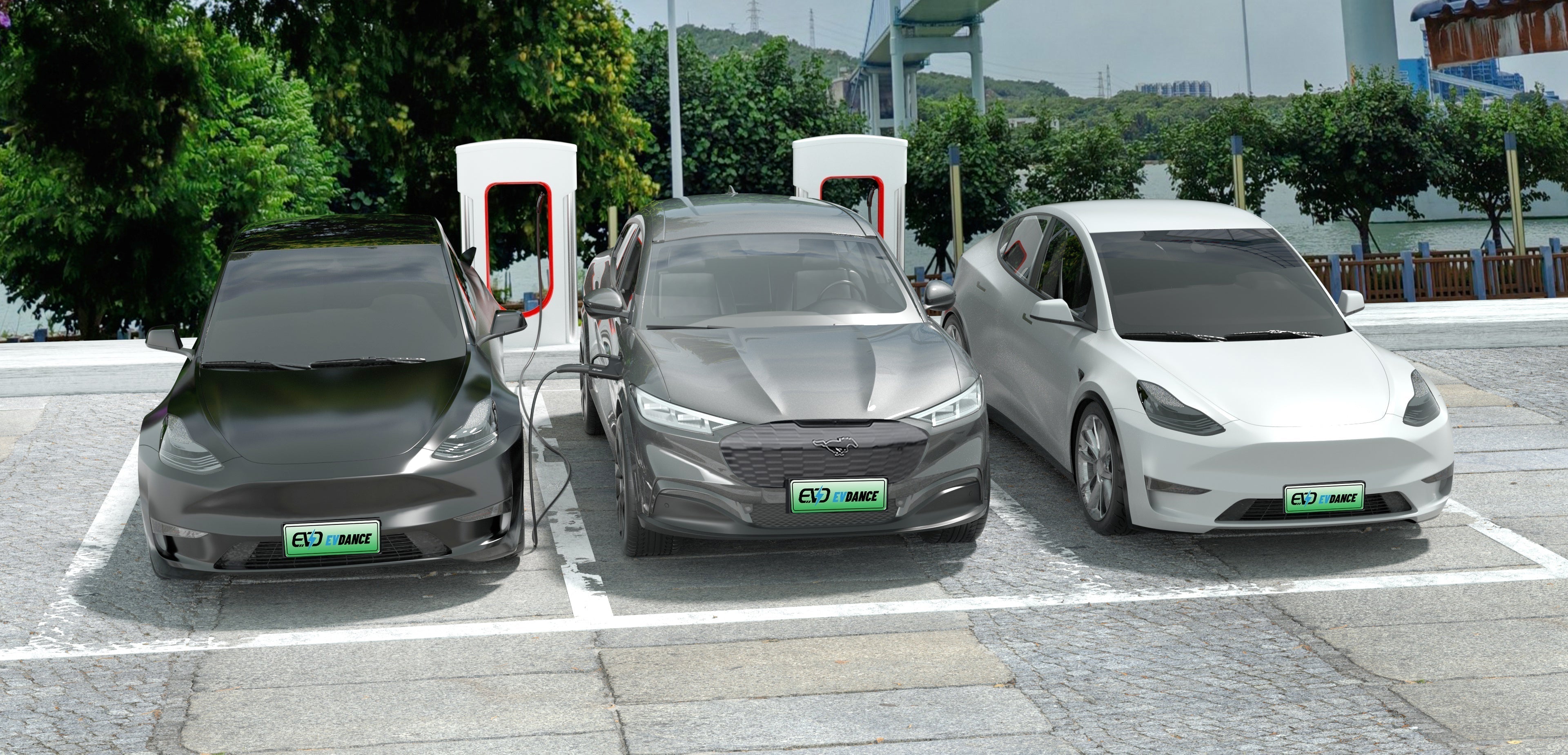 J1772 EVs are charging at Tesla super charging station with evdance Fulse Fusion NACS DC to CCS1 Adapter