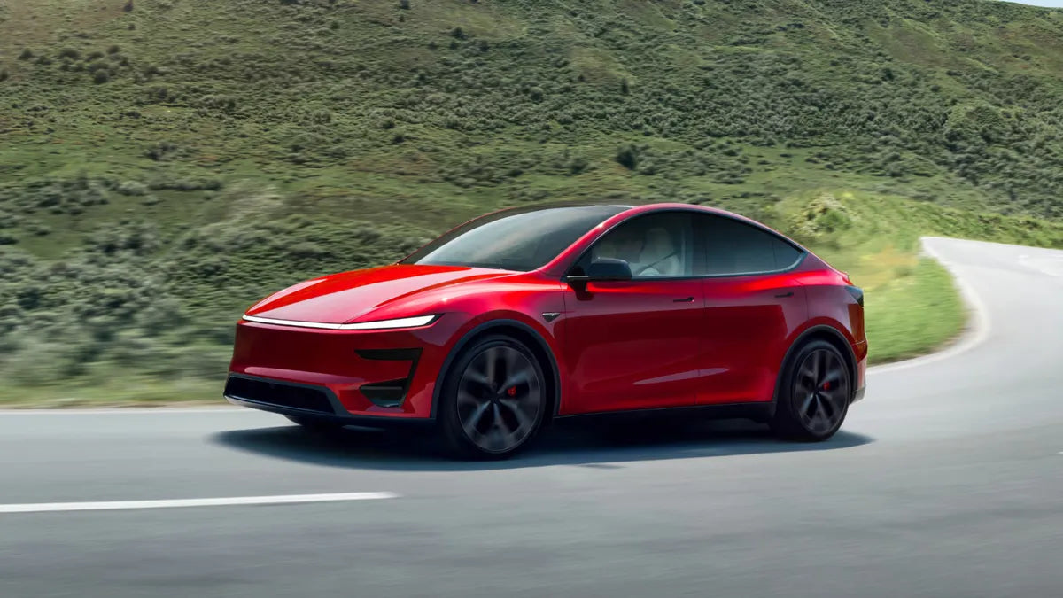 Model Y driving on the road