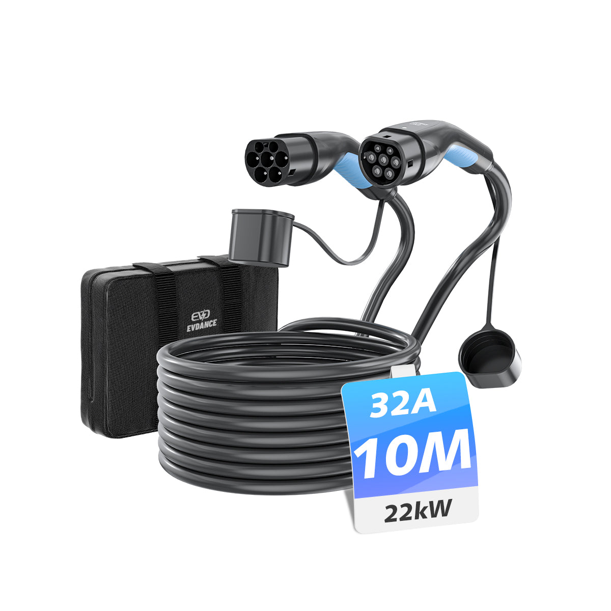 EVDANCE 3 Phase 32A Type 2 to Type 2 Charging Cable