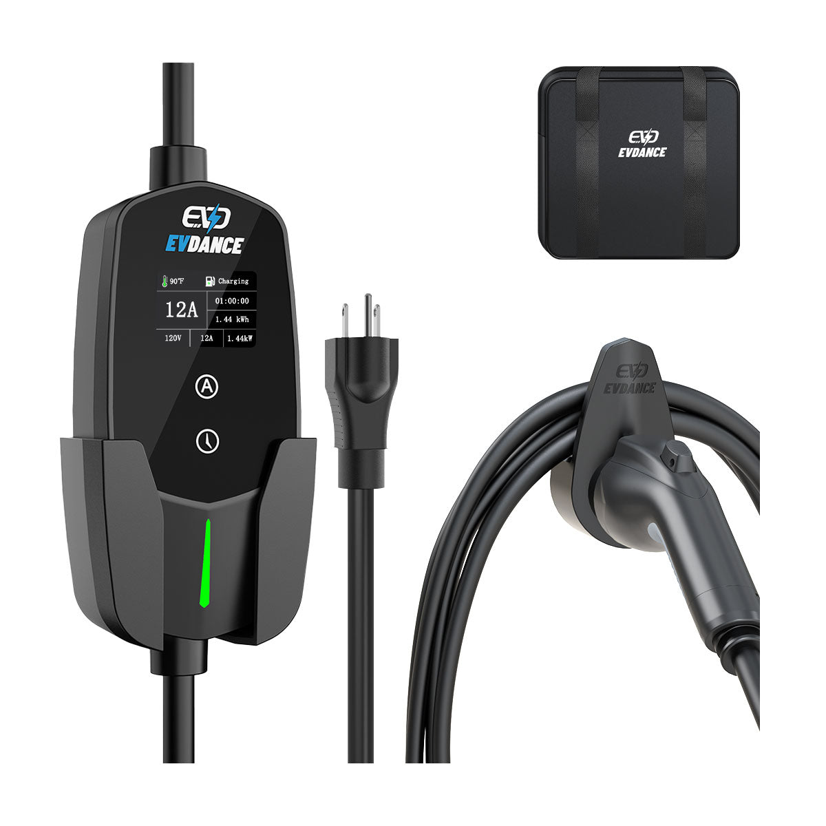 EVDANCE Flux Level 1 NEMA 5-15 Plug 12A J1772/NACS Portable EV Charger