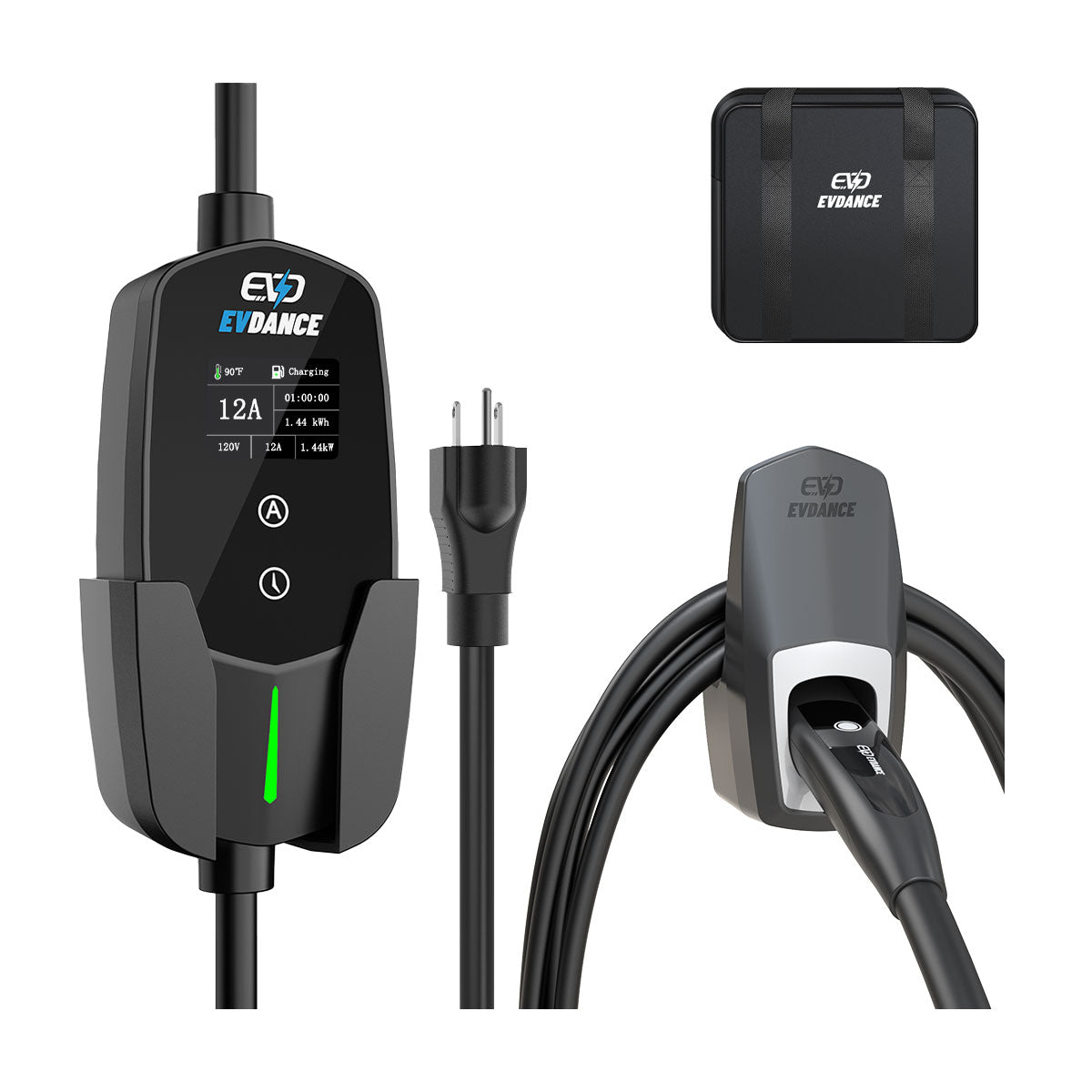 EVDANCE Flux Level 1 NEMA 5-15 Plug 12A J1772/NACS Portable EV Charger