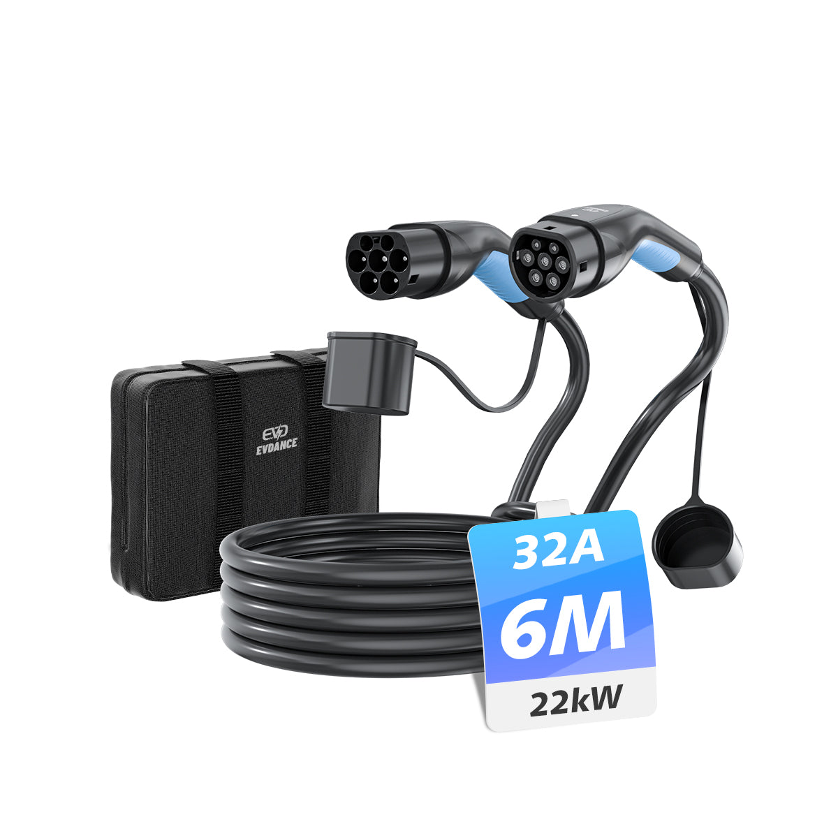 EVDANCE 3 Phase 32A Type 2 to Type 2 Charging Cable