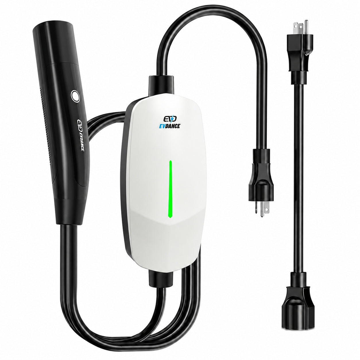 EVDANCE Portable Tesla Level 1+2 EV Charger | 110V &240V| 16 Amp | NEMA 5-15&6-20 #Color_White