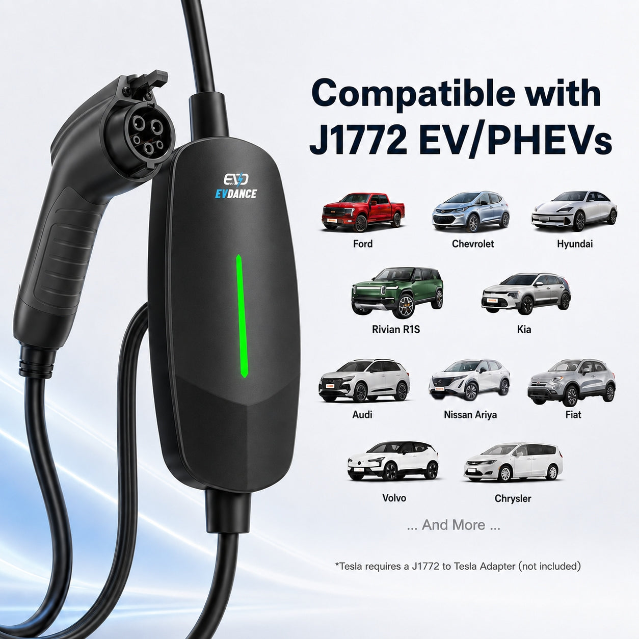 EVDANCE Level 1&2 EV Charger NEMA 6-20 J1772 Portable Dual Plug In - 12/16A