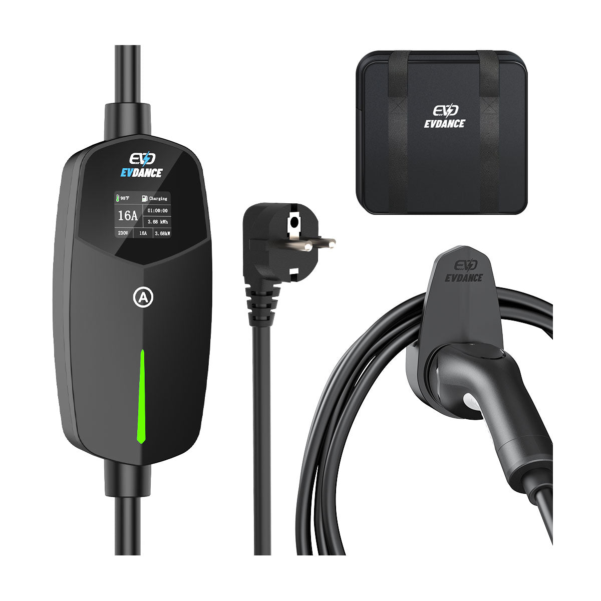 EVDANCE Type 2 16A 230V Portable Adjustable Schuko EV Charger