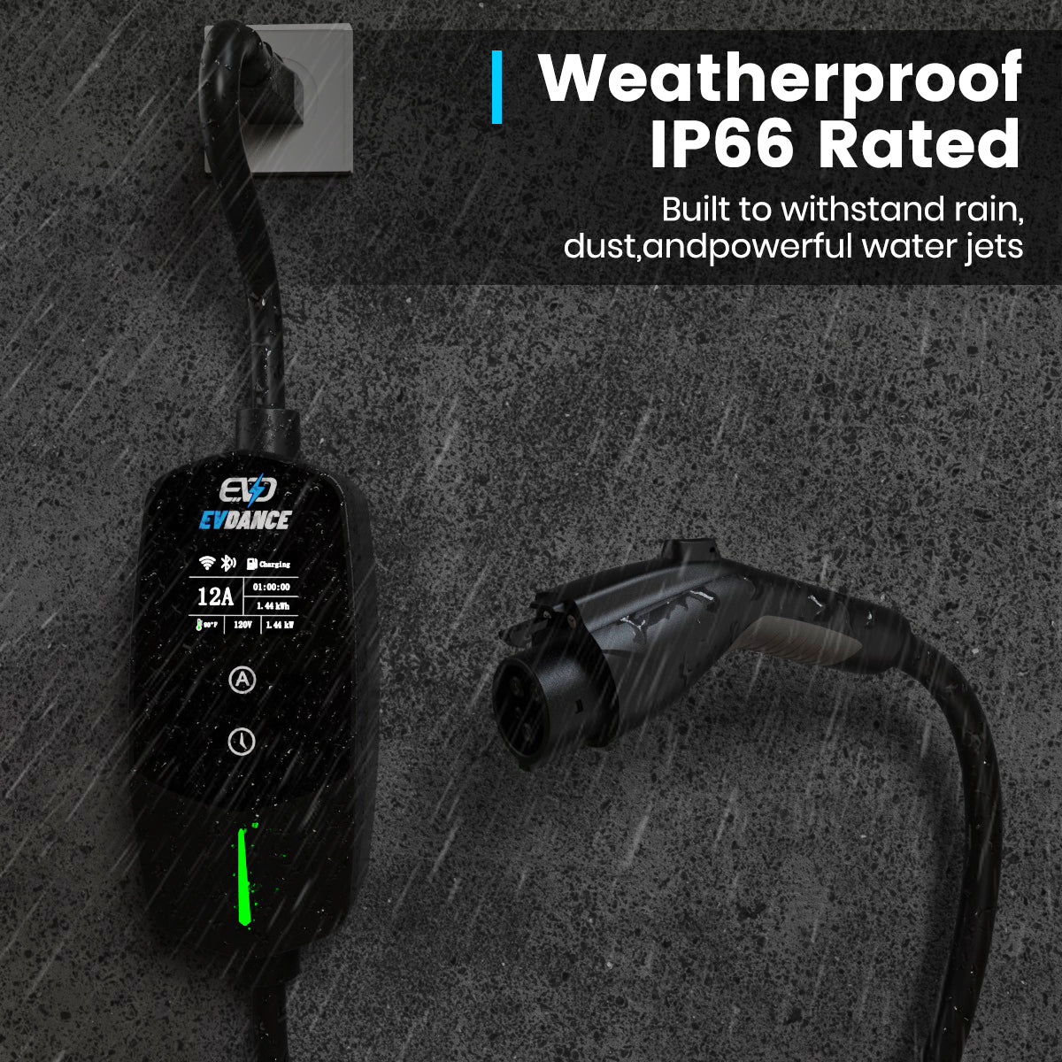 EVDANCE Flux Level 1 NEMA 5-15 Plug 12A J1772 Portable EV Charger