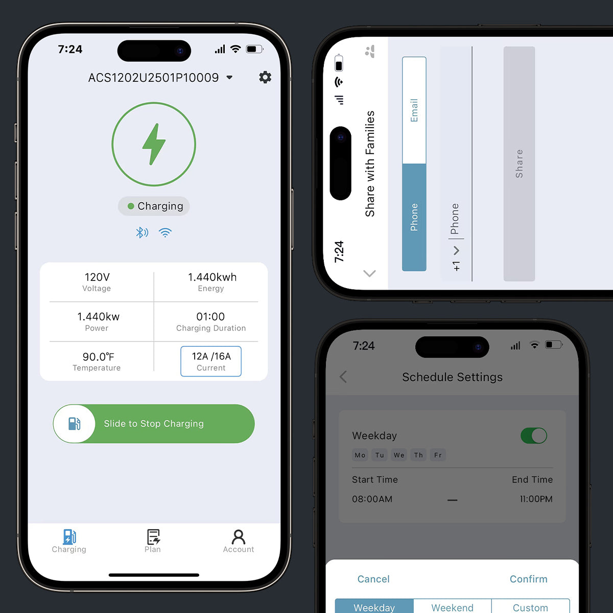 EVDANCE Flux Level 1 NEMA 5-15 Stecker 12A NACS Tragbares EV-Ladegerät