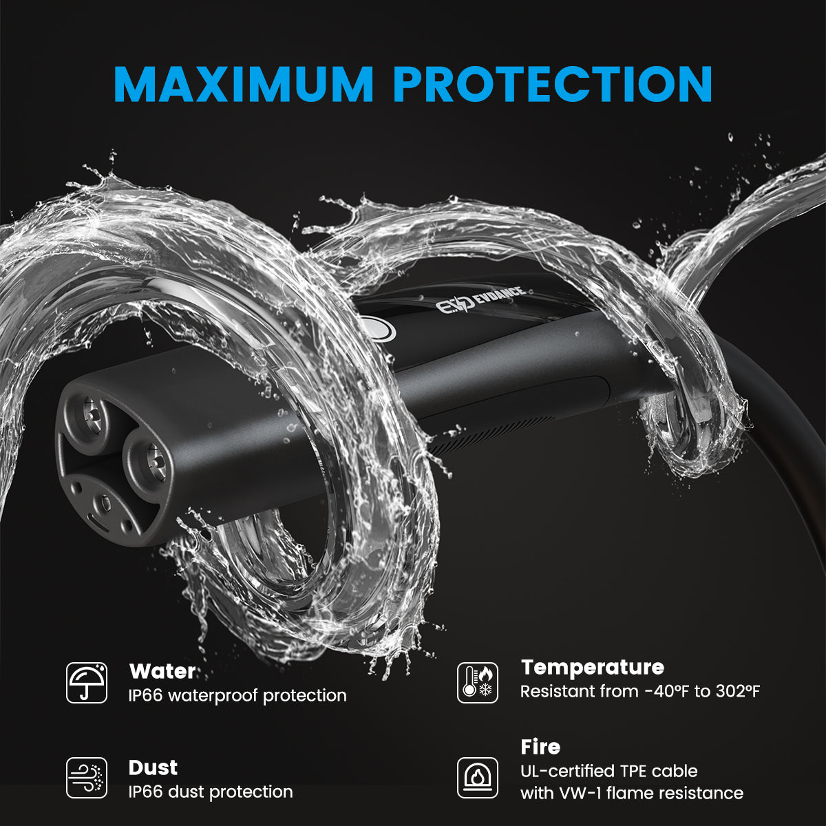 EVDANCE Tesla Extension Cable/Cord with IP66 waterproof protection