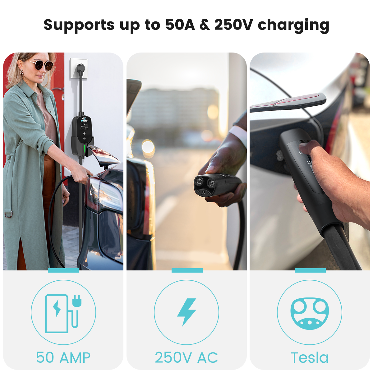 EVDANCE 50A Tesla EV Charging Extension Cable/Cord