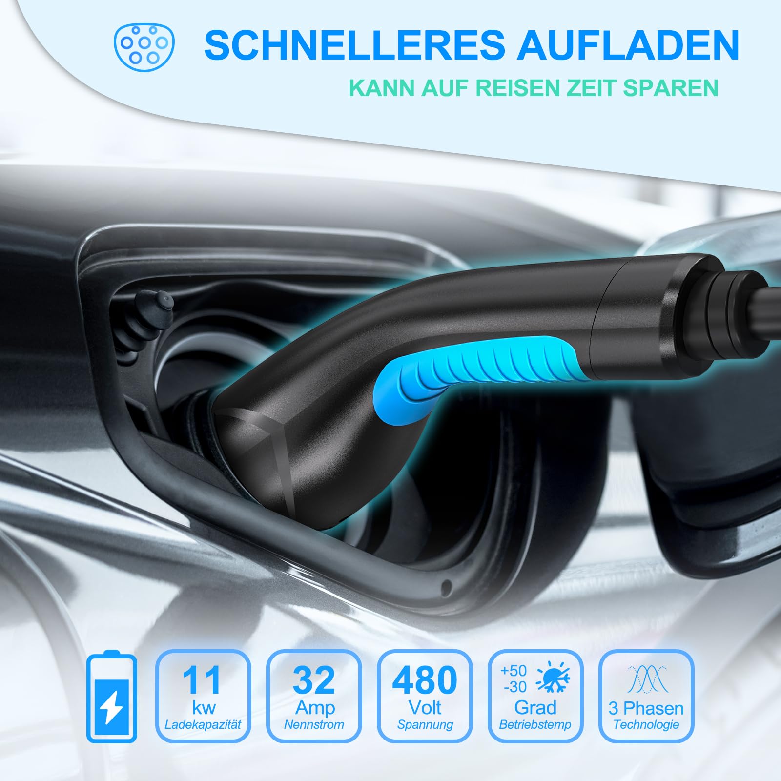 Type 2 to Type 2 Electric Vehicle (EV/PHEV) Charging Cable - EVDANCE