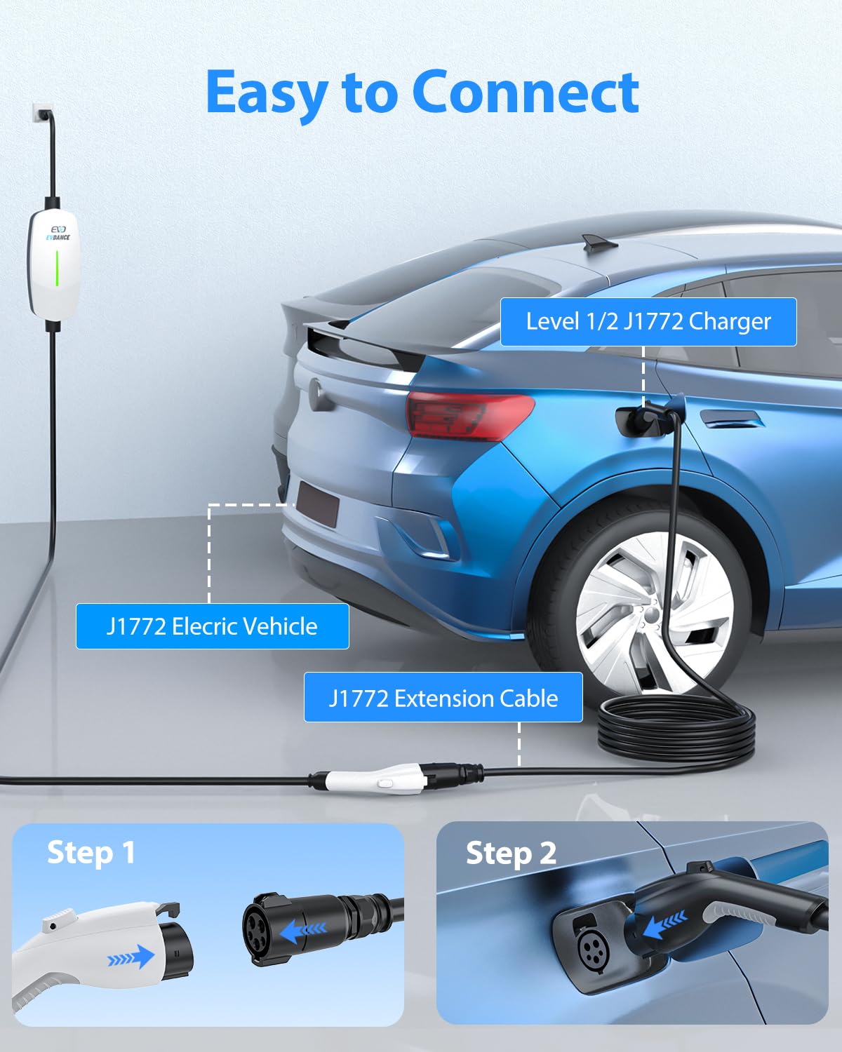 easy to connect to J1722 eletcric vehicle. extension cable