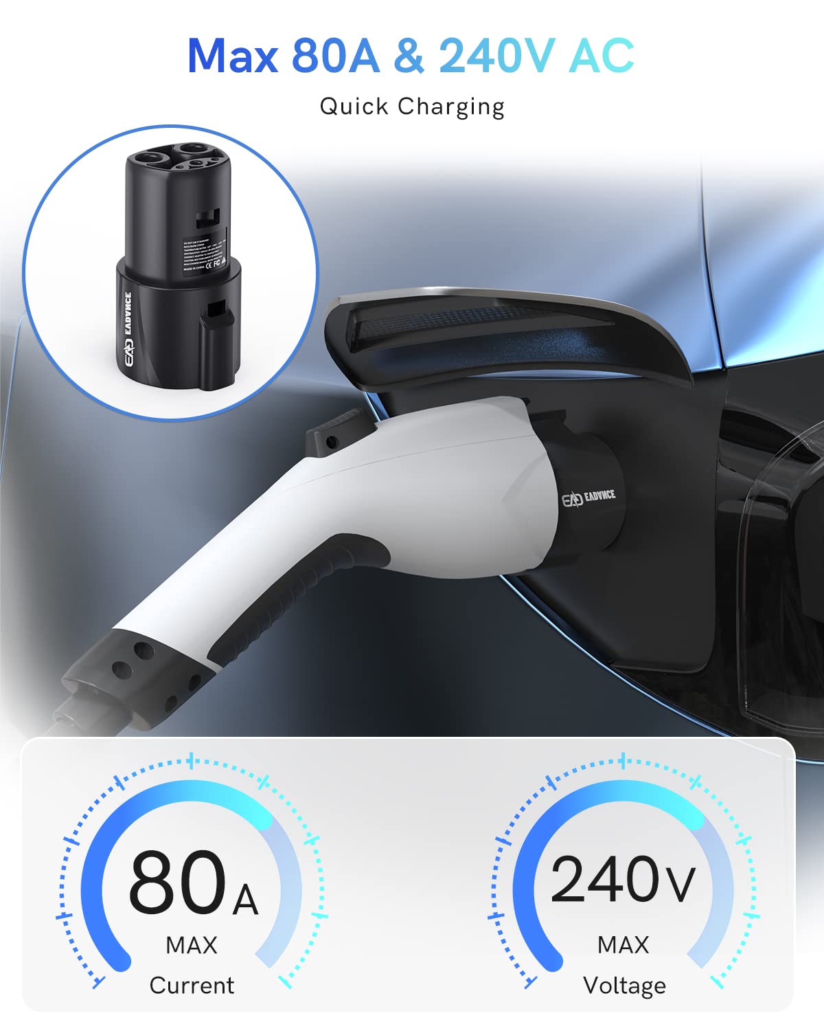 SAE J1772 to Tesla Charging Adapter 80 Amp/ 240V - EVDANCE