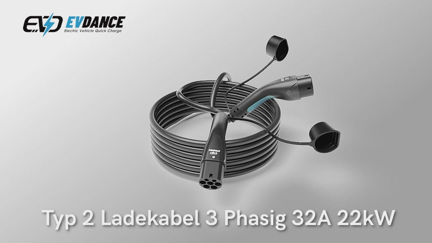 EVDANCE 3 Phase 16A Type 2 to Type 2 Charging Cable