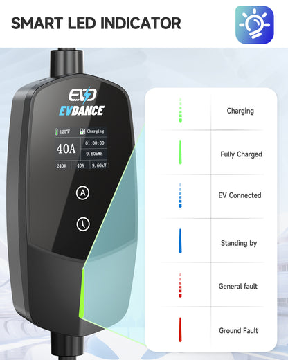 EVDANCE 240V 40A Portable Home 2 in 1 Electric Vehicle EV Charger