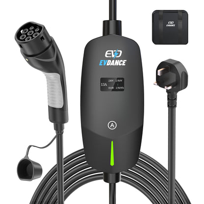 EVDANCE Portable Type2 16A 230V  EV charger Adjustable with 1.3 OLED screen