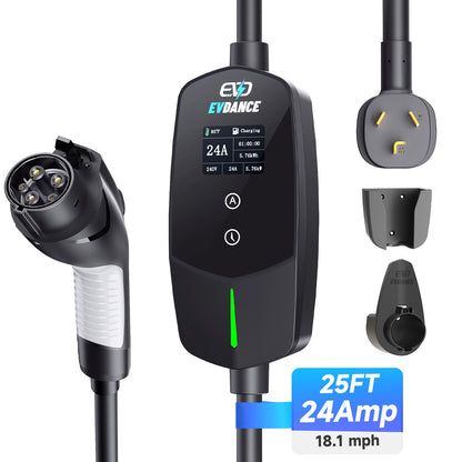 EVDANCE Level 2 NEMA 10-30 24A J1772 Portable EV Charger