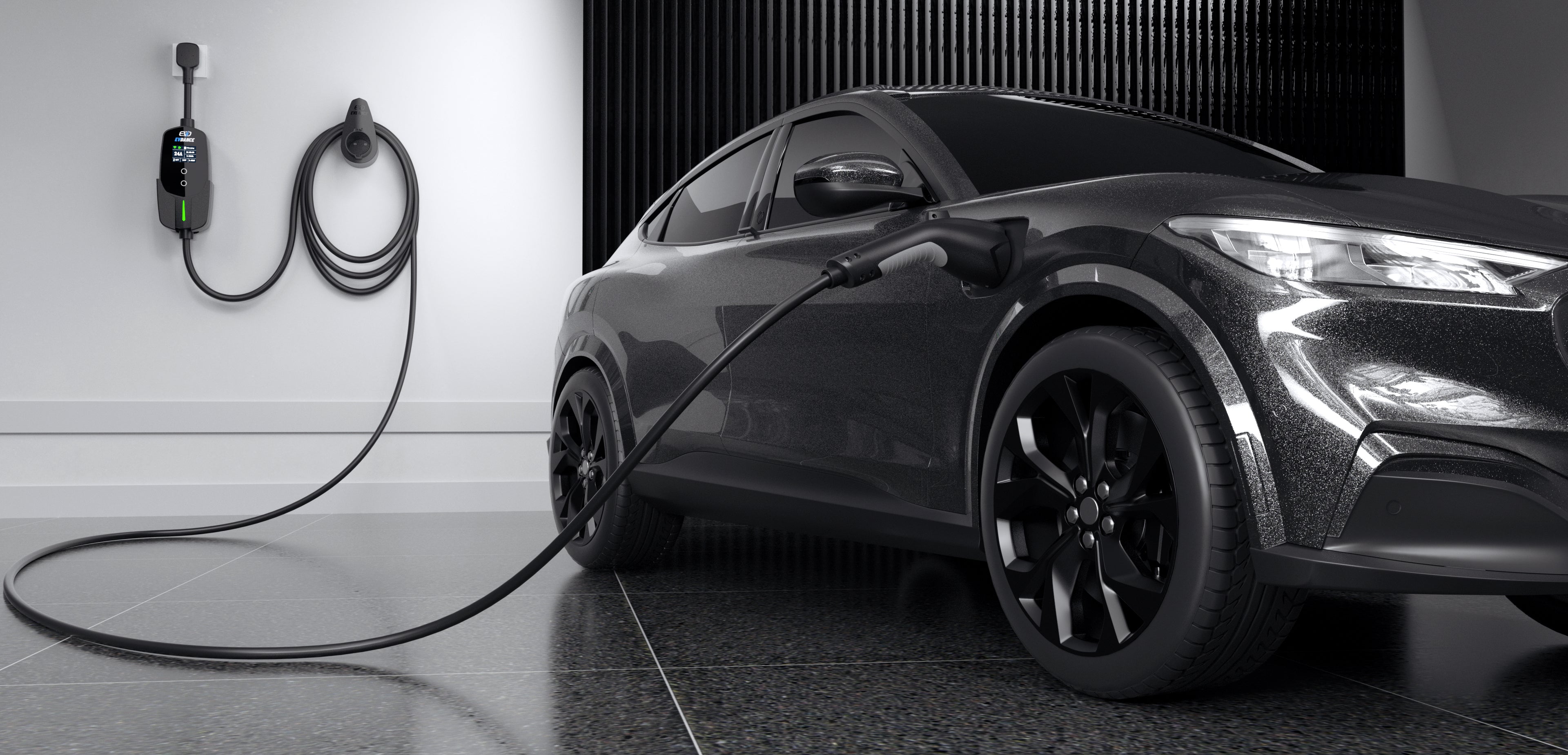 The EVDANCE Level 2 NEMA 14-30 Plug 24A J1772 Portable EV(Electric Vehicle) Charger has 25FT extra-long cable for convenient charging.