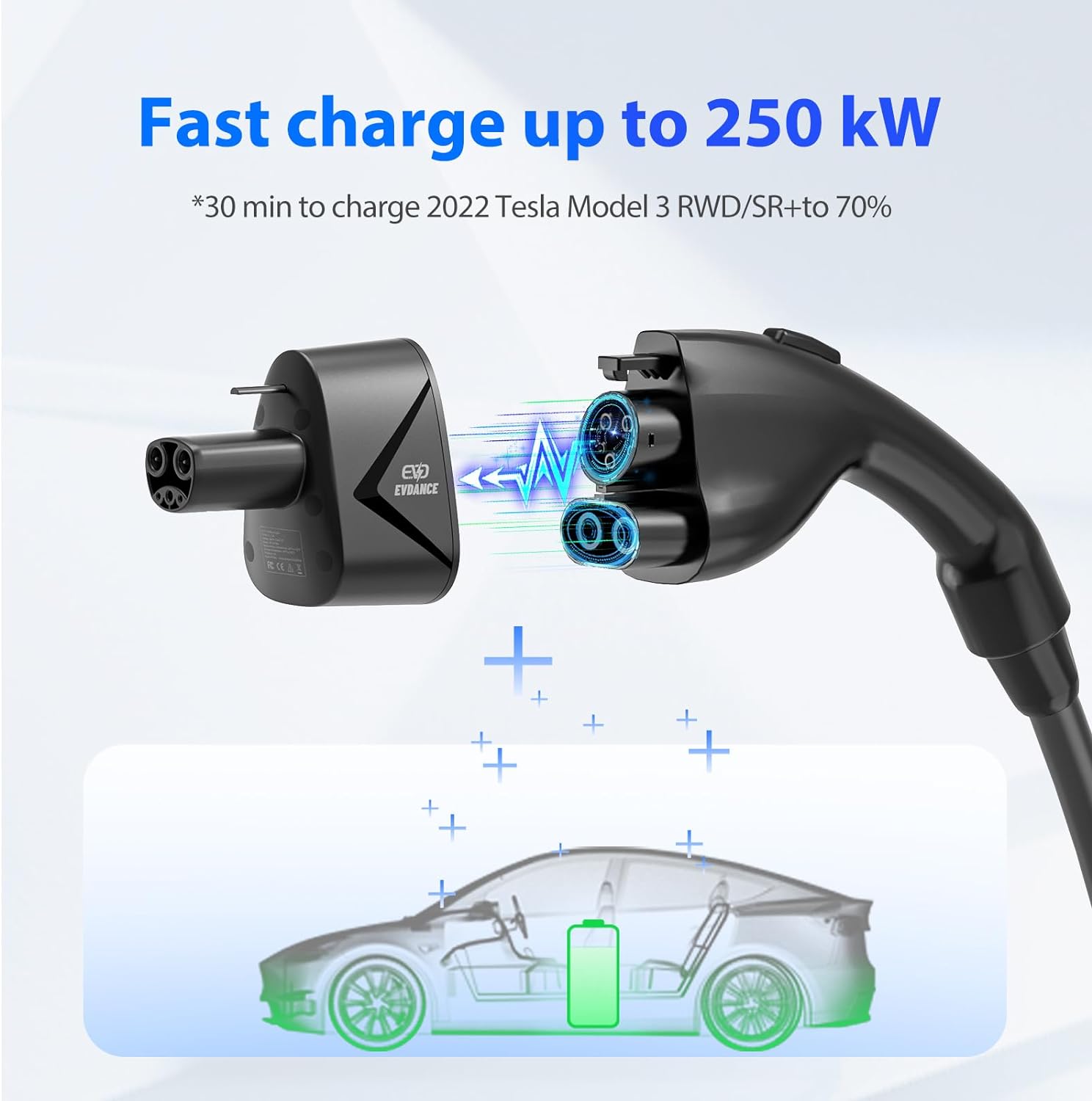 CCS to Tesla Adapter, Max 250KW Tesla CCS Adapter, 500V Power DC Fast  Charging for Tesla Model Y/3/S/X, Support Level 3 Supercharger with CCS  Plug
