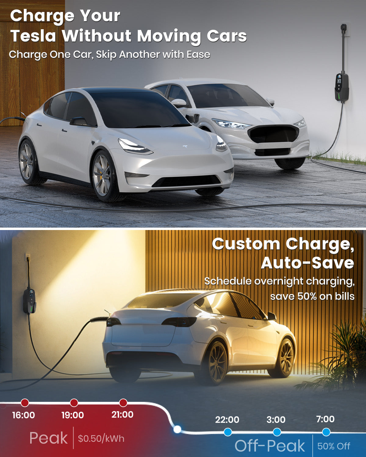 EVDANCE Level 2 NEMA 10-30 24A Tesla Portable EV Charger