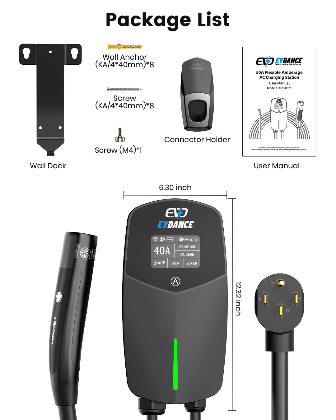 EVDANCE Flux Pro Home Level 2 NACS/Tesla  EV Charging Station Wifi Enabled ETL Certified