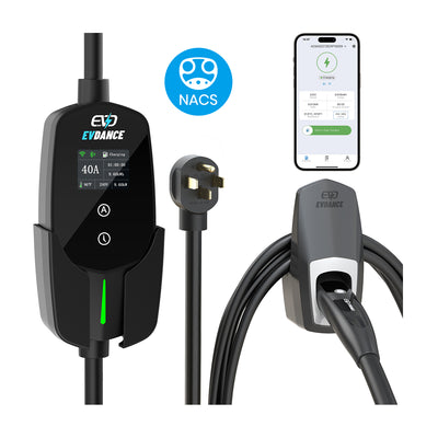 EVDANCE Flux Level 2 NEMA 14-50 40A Tesla Portable EV Charger Wifi Enabled