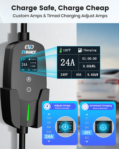 EVDANCE Level 2 NEMA 14-30 24A Tesla Portable EV Charger