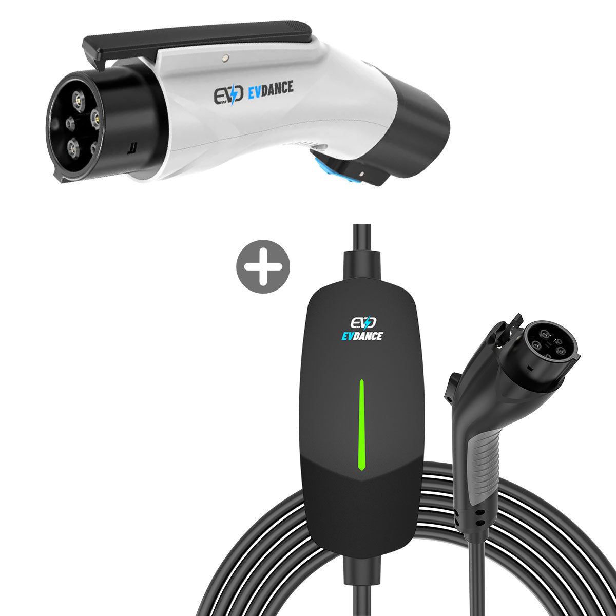 EVDANCE Level 1 NEMA 5-15 Plug 12A J1772 Portable EV Charger + NACS To J1772 Adapter