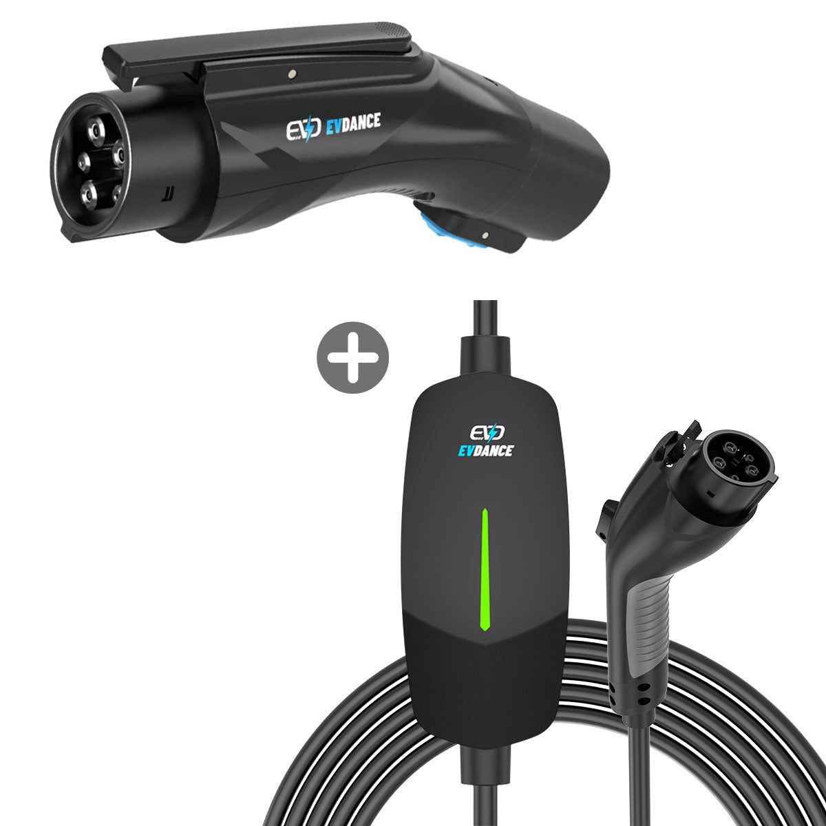 EVDANCE Level 1 NEMA 5-15 Plug 12A J1772 Portable EV Charger + NACS To J1772 Adapter