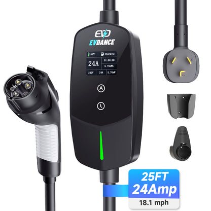 EVDANCE Level 2 NEMA 10-30 24A J1772 Portable EV Charger