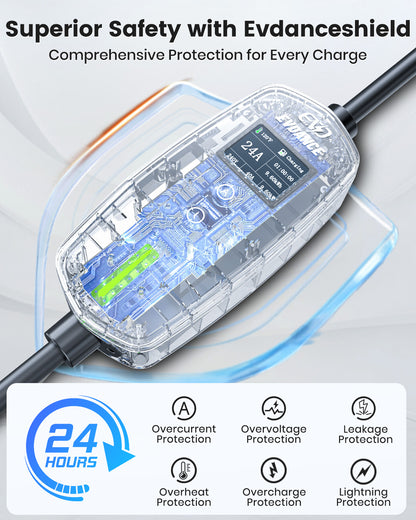 EVDANCE Level 2 NEMA 10-30 24A J1772 Portable EV Charger