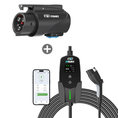 EVDANCE Flux Level 2 NEMA 14-50 Plug 40A J1772 Portable EV Charger + NACS To J1772 Adapter 80A Max