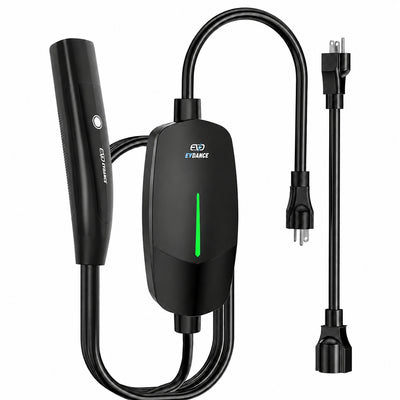 EVDANCE Portable Tesla Level 1+2 EV Charger | 110V &240V| 16 Amp | NEMA 5-15&6-20 #Color_Black
