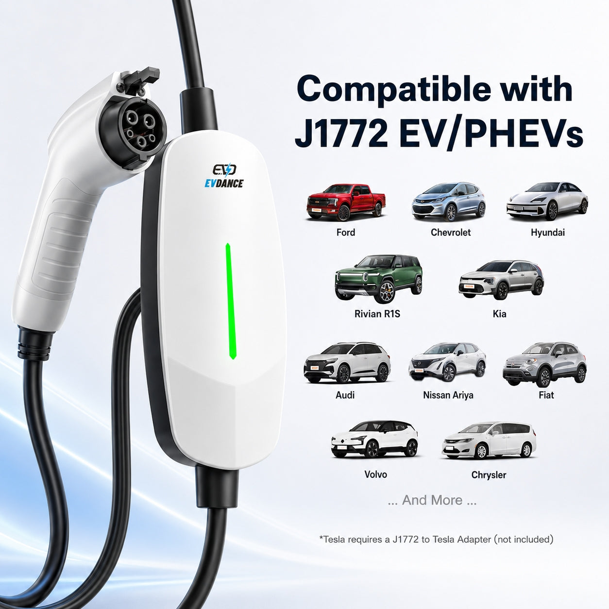 EVDANCE Level 1&2 EV Charger NEMA 6-20 J1772 Portable Dual Plug In - 12/16A