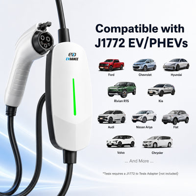 EVDANCE Level 1&2 EV Charger NEMA 6-20 J1772 Portable Dual Plug In - 12/16A