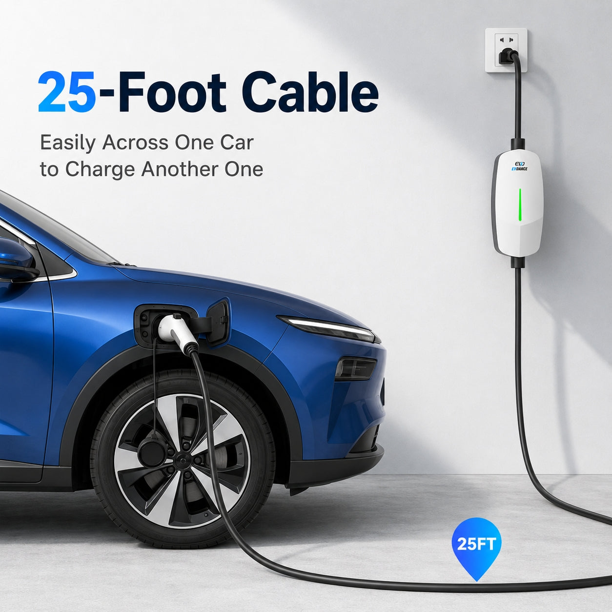 EVDANCE Level 1&2 EV Charger NEMA 6-20 J1772 Portable Dual Plug In - 12/16A