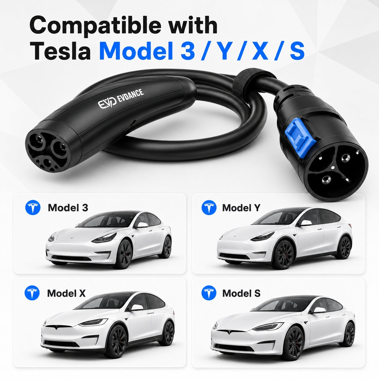 EVDANCE Nexus Reach Tesla EV Charging Extension Cords 40A 21FT