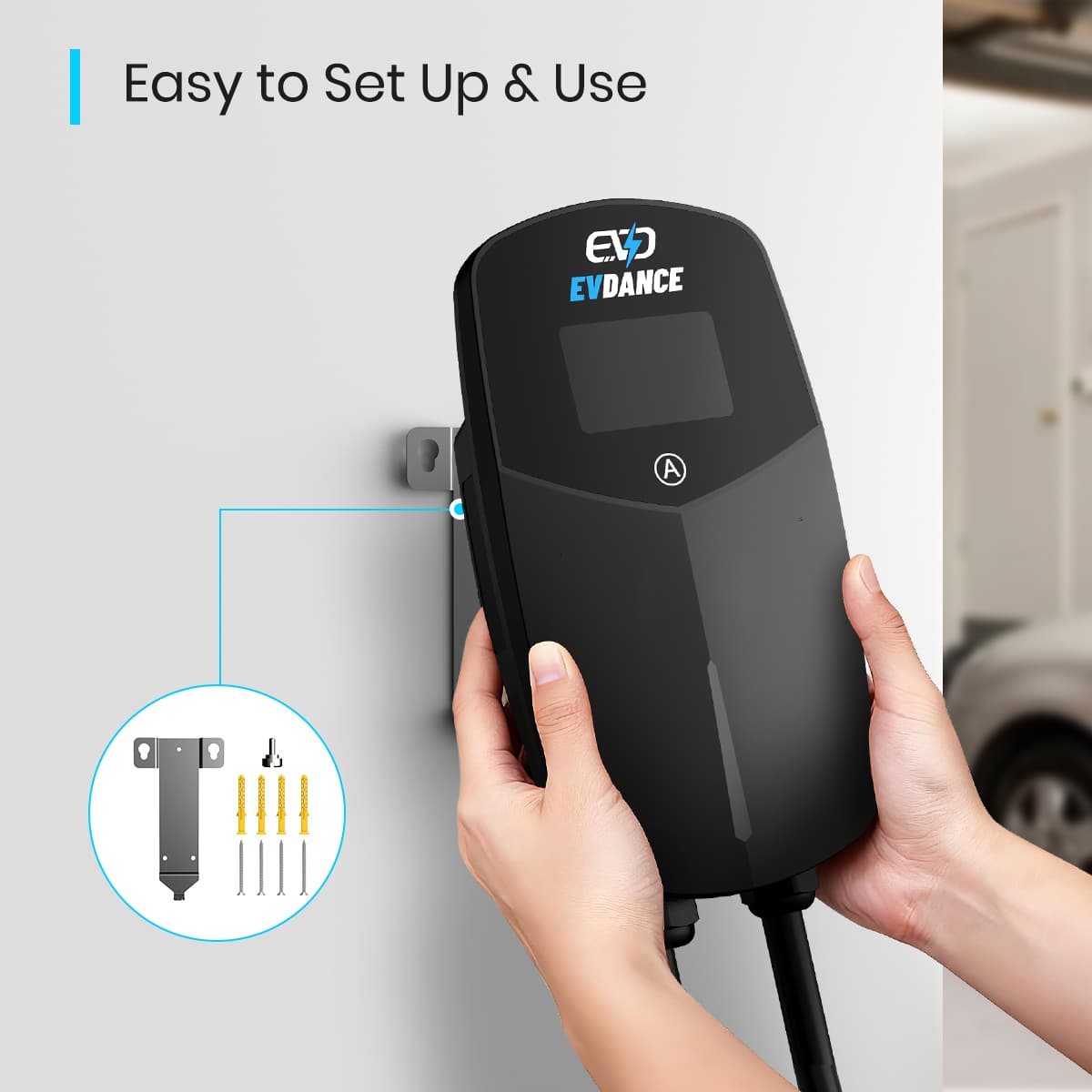 EVDANCE  Home Level 2 EV Charger NEMA 14-50 J1772 Wall-mounted Plug In - 40A