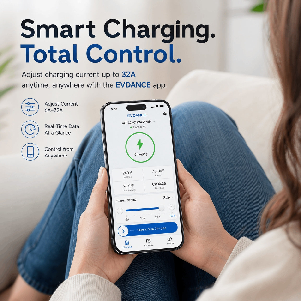 EVDANCE Home Level 2 EV Charging J1772 NEMA 14-50 Plug ETL Certified - 32A | 240V