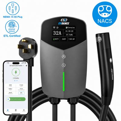 EVDANCE Home Level 2 EV Charging NACS Tesla NEMA 14-50 Plug ETL Certified - 32A | 240V