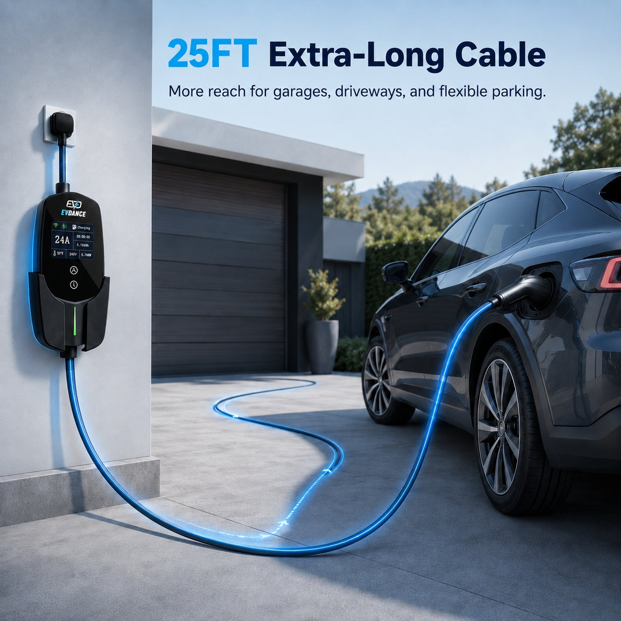 EVDANCE Level 2 NEMA 10-30 24A J1772 Portable EV Charger