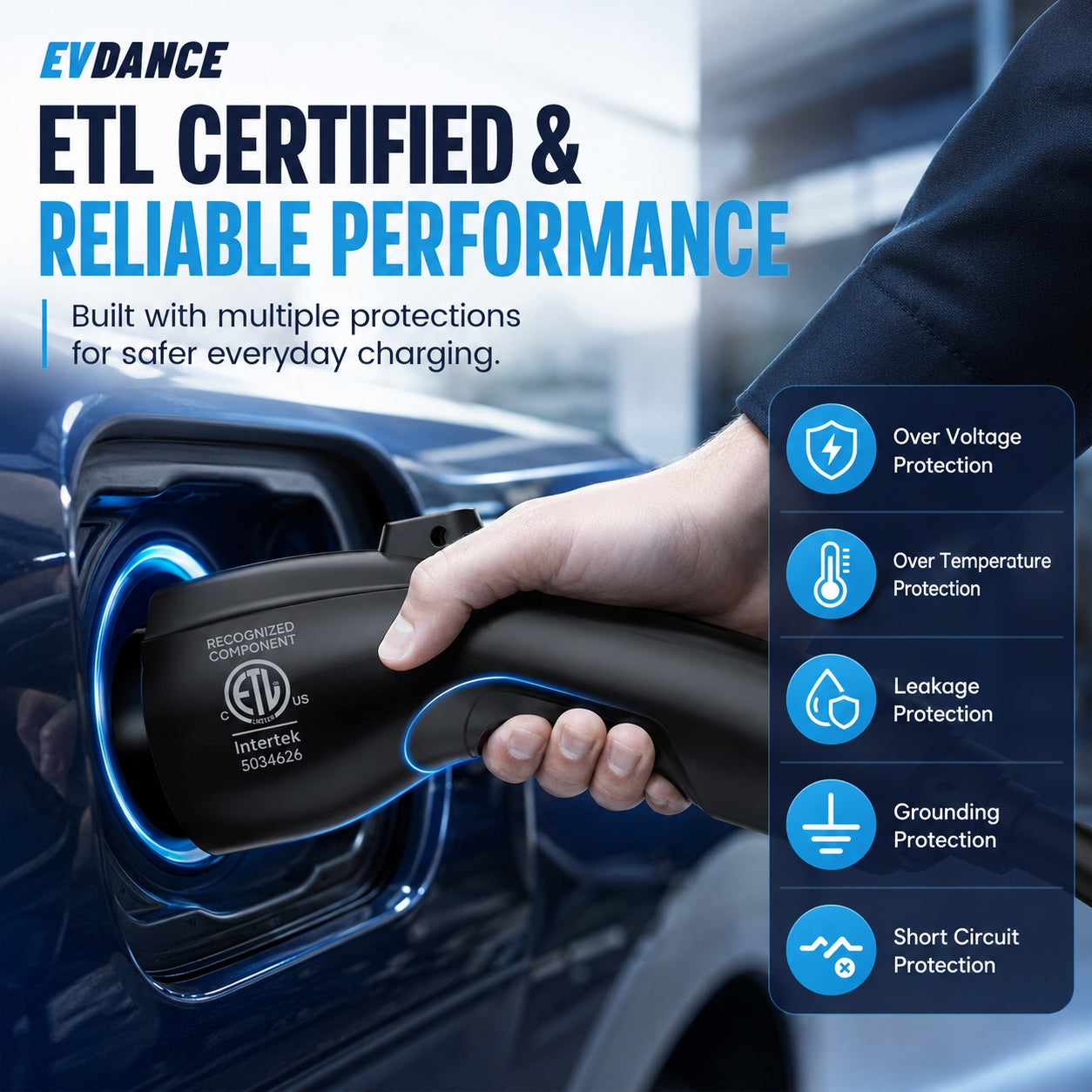 EVDANCE Level 2 NEMA 10-30 24A J1772 Portable EV Charger
