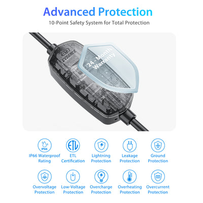 EVDANCE Level 2 Portable EV Charger 32Amp, 240V, NEMA 14-50 Plug
