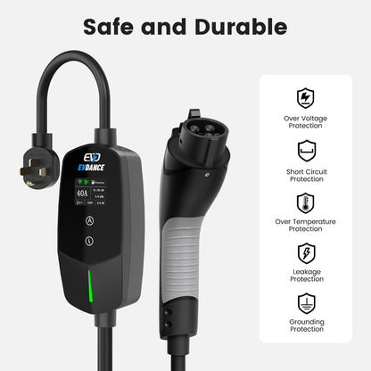 EVDANCE Flux Level 2 NEMA 14-50 40A J1772 Portable EV Charger Wifi Enabled - Pre Sale