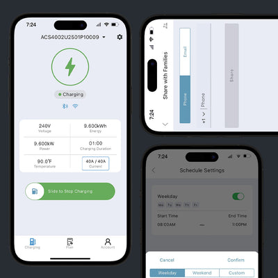 Demonstration of EVDANCE APP's charging time setting and sharing charging function