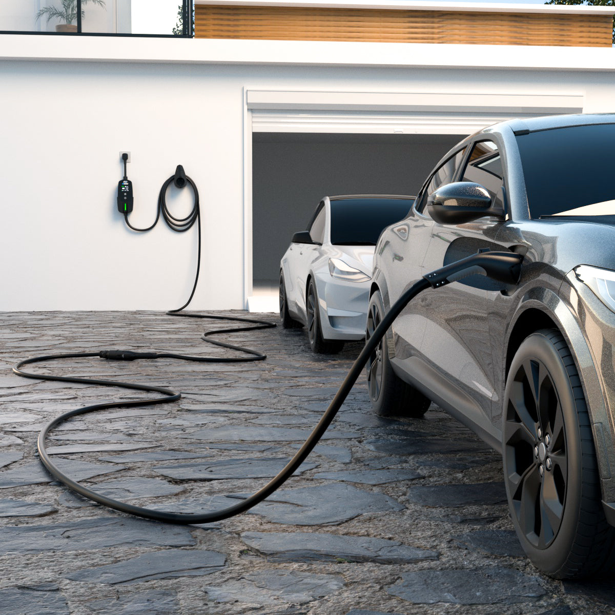EVDANCE Flux Level 1/2 NEMA 5-15/14-50 Plug 12A/40A J1772 Portable/Home EV Charger + J1772 Extension Cord