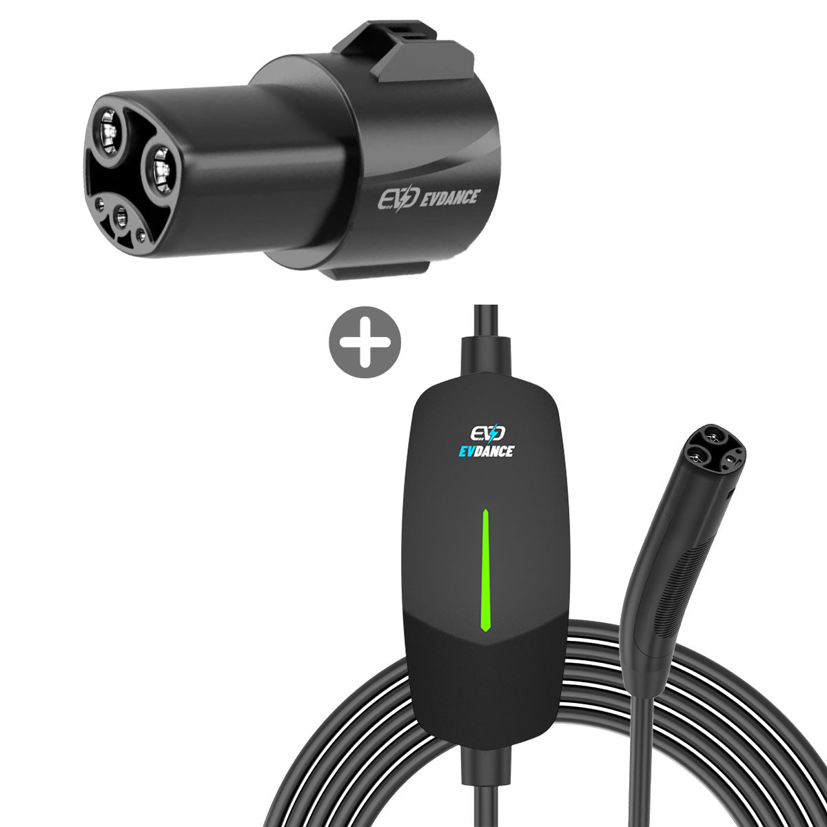 EVDANCE Flux Level 1 NEMA 5-15 Plug 12A NACS(Tesla) Portable EV Charger + J1772 To NACS(Tesla) Adapter