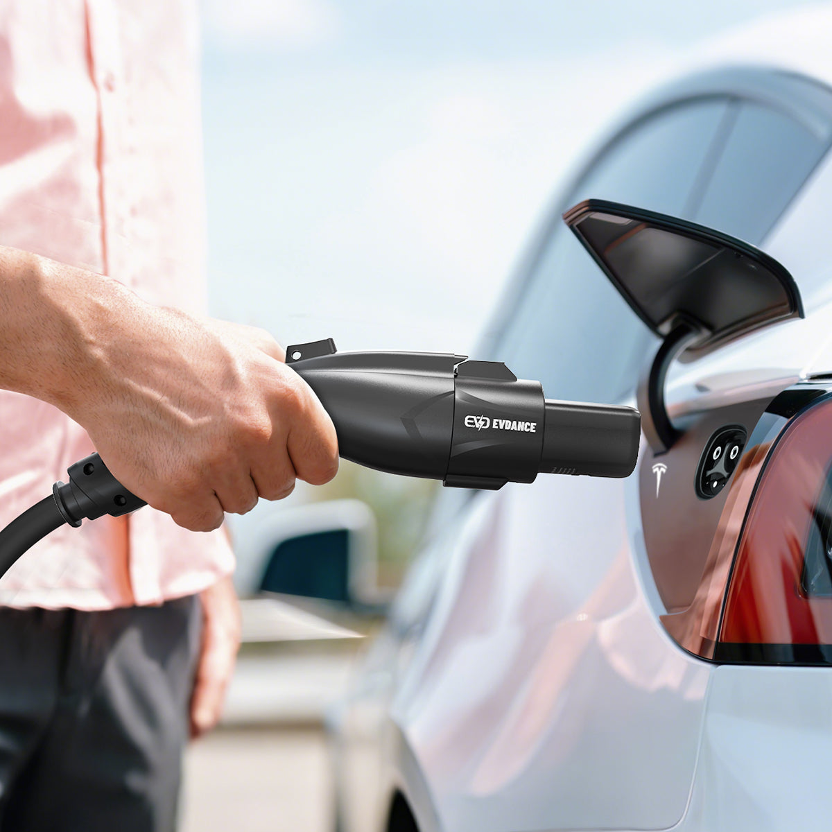 EVDANCE Level 2 NEMA 14-30 Plug 24A NACS(Tesla) Portable EV Charger + J1772 To NACS Adapter