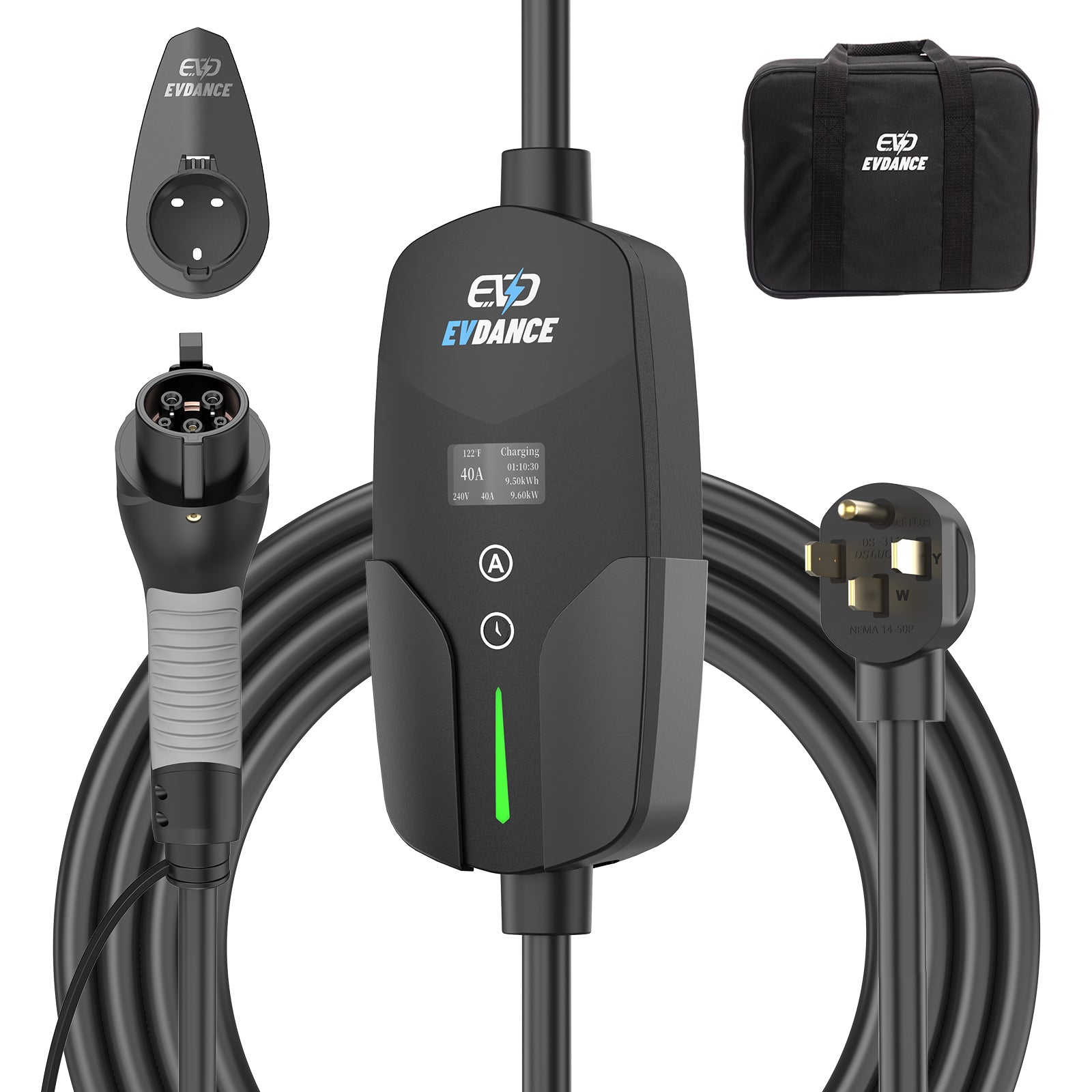 Level 2 Portable EV Charger Adjustable Black